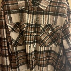 Plaid Button-Up Shirt Jacket